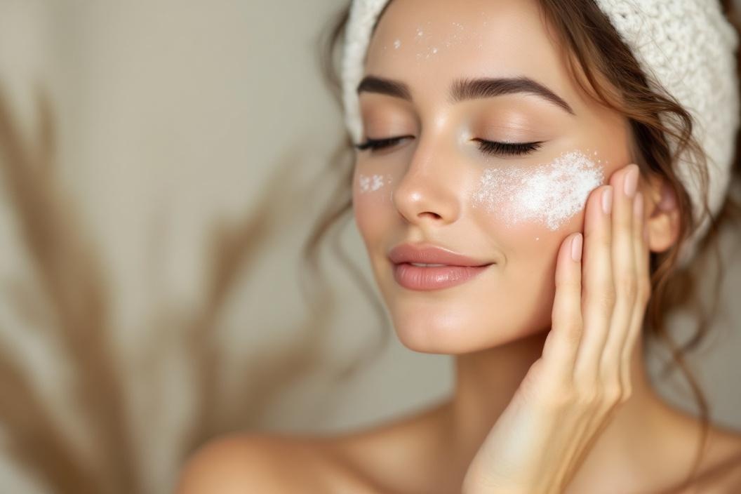 Natural Beautiful Country Woman pat your skin dry and apply a hydrating serum or a face mist Natural Beautiful Country Woman pat your skin dry and apply a hydrating serum or a face mist